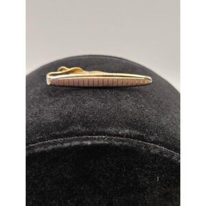 Vintage Swank Tie Clip Gold Tone Mid Century Ribbed Textured Men's Tie Bar AS IS